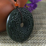 Natural Hetian Jade Double Sided Pendant Lucky Amulet