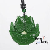 Natural Hetian Jade Double-Sided Fish Pendant Fine Jewelry Amulets