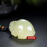 Hetian Jade Dragon Turtle Pixiu 3D Jadeite Necklace Luck Amulet