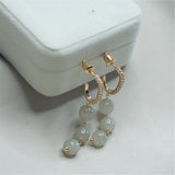 Hetian Jade Earrings 925 Silver Chinese Style Zircon Gem Jewelry