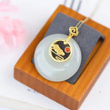 Natural Hetian Jade Fairy Pendant S925 Sterling Silver Gilding Ruyi Buckle