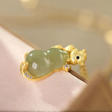 Hetian Jade Gourd Mouse Pendant Necklace S925 Sterling Silver Turquoise Set