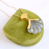 Hetian Jade Gray Jade Pendant Shell Fan-Shaped Leaf Necklace S925
