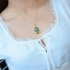 Hetian Jade Gray Jade Carp Pendant Necklace S925 Sterling Silver Vintage Jewelry