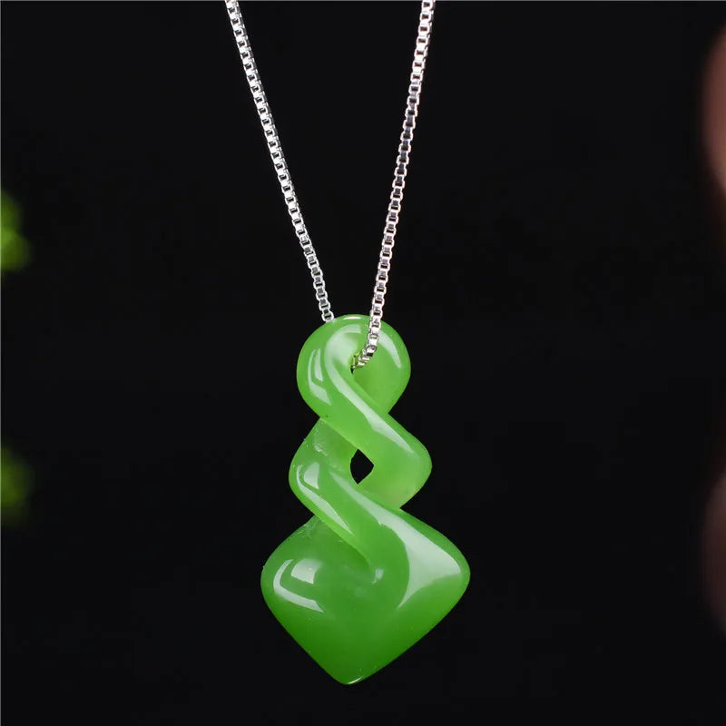 Natural Hetian Jade Green Pendant Hand-Carved Luck Amulet