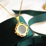 Green Jade Pendant S925 Sterling Silver Ancient Style Round Jade Vintage Palace