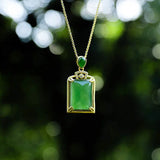 Hetian Jade Green Jade Pendant Necklace S925 Sterling Silver Gift