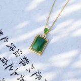 Hetian Jade Green Jade Pendant Necklace S925 Sterling Silver Gift