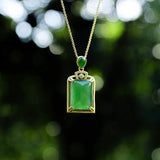 Hetian Jade Green Jade Pendant Necklace S925 Sterling Silver Gift