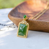 Hetian Jade Green Jade Pendant Necklace S925 Sterling Silver Gift