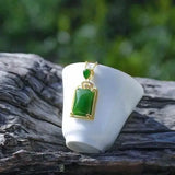 Hetian Jade Green Jade Pendant Necklace S925 Sterling Silver Gift