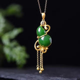 Sterling Silver Inlaid Jade Pendant Necklace