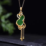 Sterling Silver Inlaid Jade Pendant Necklace