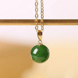 Hetian Jade Green Jade Pendant Necklace S925 Sterling Silver Chain