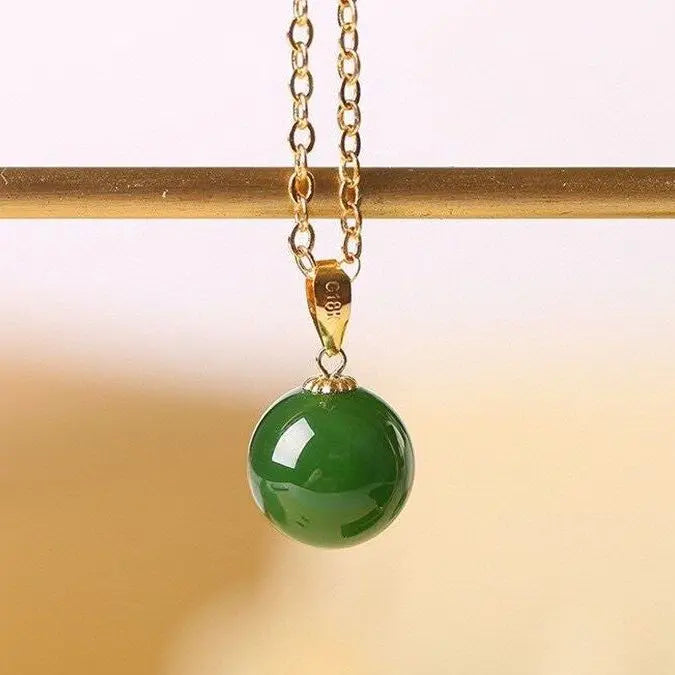 Hetian Jade Green Jade Pendant Necklace S925 Sterling Silver Chain