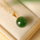 Hetian Jade Green Jade Pendant Necklace S925 Sterling Silver Chain