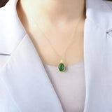 Natural Hetian Jade Green Jade Pendant S925 Sterling Silver Jade Bamboo Necklace