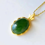 Natural Hetian Jade Green Jade Pendant S925 Sterling Silver Jade Bamboo Necklace