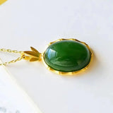Natural Hetian Jade Green Jade Pendant S925 Sterling Silver Jade Bamboo Necklace