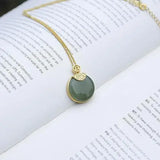 Hetian Jade Green Jade Pendant S925 Silver Necklace Gift for Mom