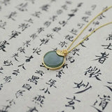 Hetian Jade Green Jade Pendant S925 Silver Necklace Gift for Mom