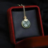 Hetian Jade Green Jade Pendant S925 Silver Necklace Gift for Mom