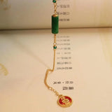 Natural Hetian Jade Green Jade Bracelet S925 Sterling Silver Lucky Tail