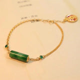 Natural Hetian Jade Green Jade Bracelet S925 Sterling Silver Lucky Tail