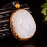 Hand-Carved Hetian Jade Guanyin Buddha Pendant Charm for Men Women