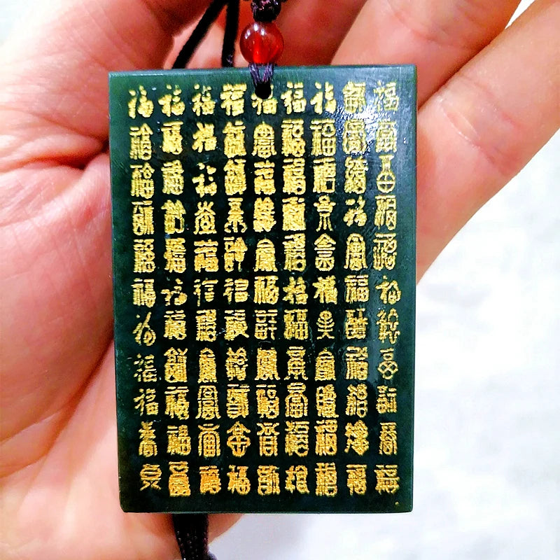 Hetian Jade Hand Carved Baifu Pendant Necklace