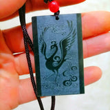 Hand Carved Phoenix Pendant Natural Hetian Jade Boutique Jewelry