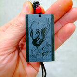 Hand Carved Phoenix Pendant Natural Hetian Jade Boutique Jewelry