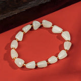 Natural Hetian Jade Hand Carved Seed Raw Stone Bracelet