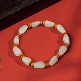 Natural Hetian Jade Hand Carved Seed Raw Stone Bracelet