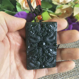 Natural Hetian Jade Hand Carving Dragons Drama bead Pendant Jewelery