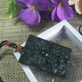 Natural Hetian Jade Hand Carving Dragons Drama bead Pendant Jewelery