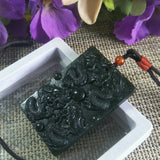 Natural Hetian Jade Hand Carving Dragons Drama bead Pendant Jewelery