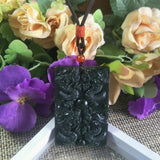 Natural Hetian Jade Hand Carving Dragons Drama bead Pendant Jewelery