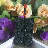 Natural Hetian Jade Hand Carving Dragons Drama bead Pendant Jewelery