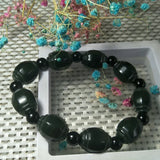 Natural Hetian Jade Carved Bracelet Lucky Exorcise Evil Spirits Safet Amulet