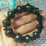 Natural Hetian Jade Bead Bracelet Lucky Exorcise Evil Spirits Amulet
