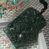 Hetian Jade Double Sided Carving Pendant Lucky Exorcise Evil Spirits Amulet