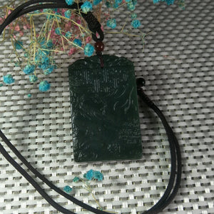 Hetian Jade Double Sided Carving Pendant Lucky Exorcise Evil Spirits Amulet