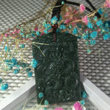 Hetian Jade Double Sided Carving Pendant Lucky Exorcise Evil Spirits Amulet