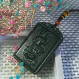 Hetian Jade Dragon Pillar Pendant Lucky Exorcise Evil Spirits Safety Amulet