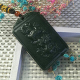 Hetian Jade Dragon Pillar Pendant Lucky Exorcise Evil Spirits Safety Amulet