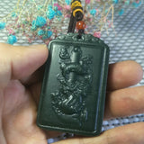 Hetian Jade Dragon Pillar Pendant Lucky Exorcise Evil Spirits Safety Amulet