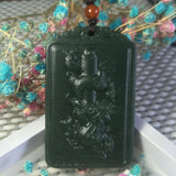 Hetian Jade Dragon Pillar Pendant Lucky Exorcise Evil Spirits Safety Amulet