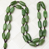 Natural Hetian Jade Hanging Rope Raw Stone Bead Necklace