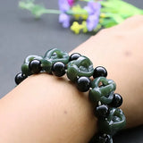 Hetian Jade Hollow Bracelet Elastic Charm Hand-Carved Amulet
